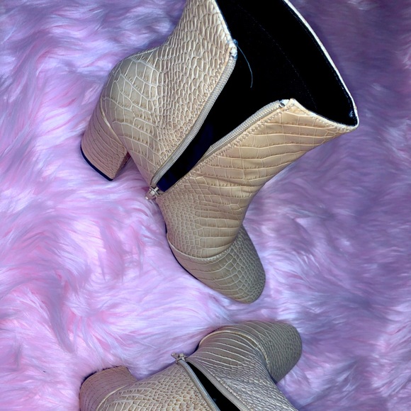 Nude Faux Croc Zipper Boot - Picture 12 of 14